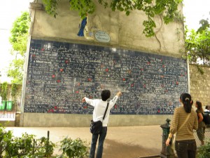 Die Je t'aime Mauer in Montmartre