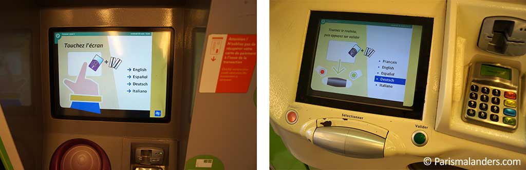 Ticketautomaten Paris Metro Bildschirm