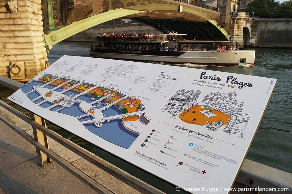 Paris Plages Anzeigetafeln Stadtstrand